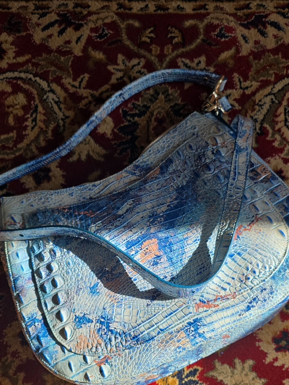 Brahmin Shayna crossbody bag in blue ombre croc-embossed leather - Picture 5 of 5